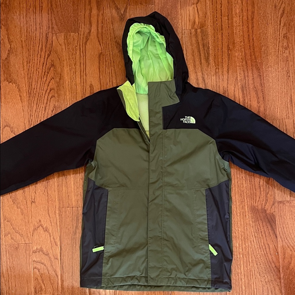 The North Face Kids Olive and Black Raincoat